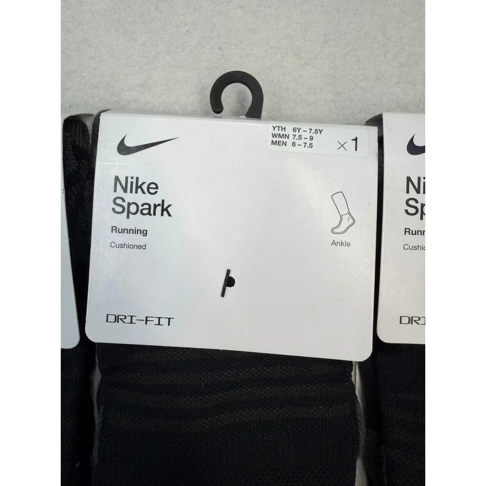3 pairs Nike Dri-FIT Spark Cushioned Ankle Running Socks Women's 7.5-9 NWT